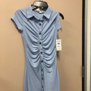No Comment Blue Button Down Dress